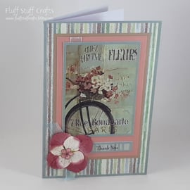 Handmade thank you card - fleurs de Paris