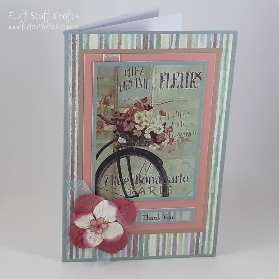 Handmade thank you card - fleurs de Paris