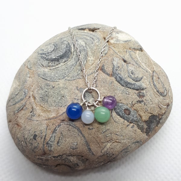 Semi precious gemstone cluster pendant