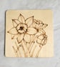 Wooden daffodil coaster