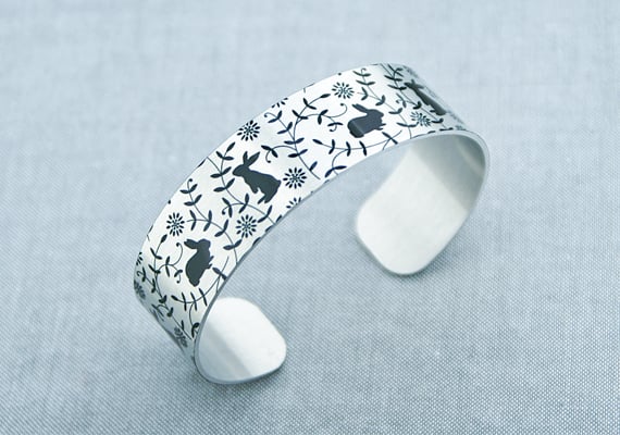Rabbit jewellery cuff bracelet, bangle with bun... - Folksy