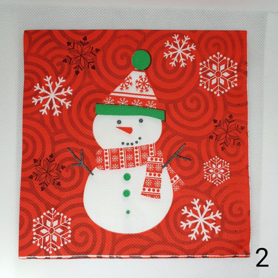 5 Pcs 33cm x 33cm Christmas Snowman Tissue Paper Decoupage