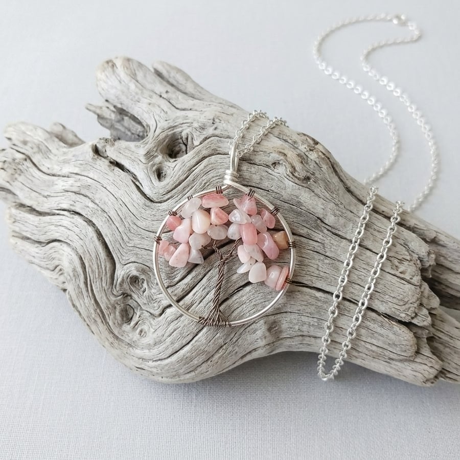 Wire Tree Of Life Opal Necklace