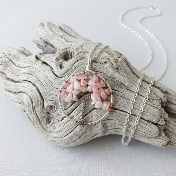 Wire Tree Of Life Opal Necklace