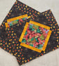 Halloween Pumpkin Placemats Set of 2 Quilted Cotton Table Mats Handmade