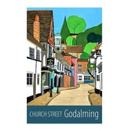 Godalming Church Street travel poster print by Susie West
