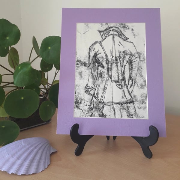Vintage jacket and skirt, original line drawing.  