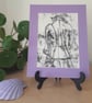 Vintage jacket and skirt, original line drawing.  