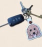 Kawaii Labradoodle Keyring - Embroidered Faux Leather Dog Bag Charm - Image 2