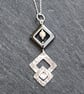 Double diamond sterling silver shapes with haematite pendant - Image 1