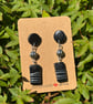 Stunning Black Metal-Wrap Drop Earrings - Image 1
