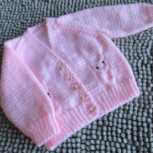 16" Baby Girls Owl  V Neck Cardigan