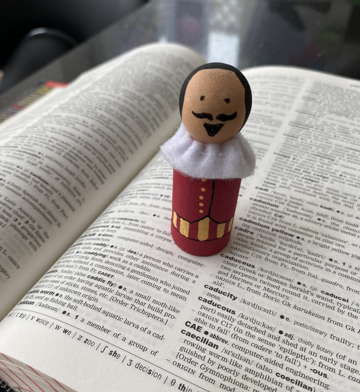 William Shakespeare Handpainted Wooden Peg Doll