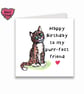 Hand Drawn Cat Birthday Card, Happy Birthday to My Purrfect Friend