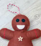 Festive Felt Gingerbread Man Tree Decoration with button embellishments - Image 3