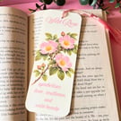 Wild Rose Botanical Bookmark with Tassel - Floral Bookmark Gift for Book Lovers