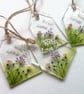 Fused Glass Floral Gift Tags: Sustainable Parcel Labels, Set of 4