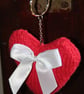 Hand Knitted Hot Pink Heart Keyring