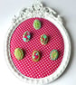 Brooch pin, oval, beaded, fabric, Edith - Image 5