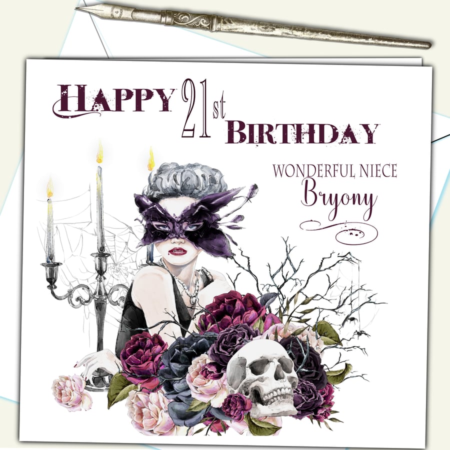 Personalised Gothic Birthday Card Daughter Great Granddaughter Niece 21st 30th 