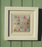 A Little Quilt hand-stitched framed original, vintage fabrics, tiny MOP buttons - Image 4
