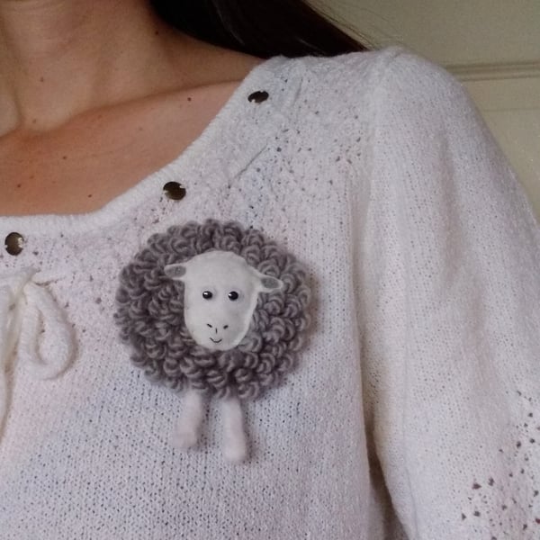 Herdwick sheep brooch, farm animal, gift for her