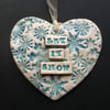 Let it Snow Christmas ceramic heart