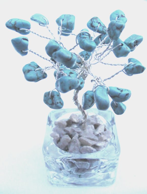 Handmade Aqua Magnesite Gemstone tree of Life.