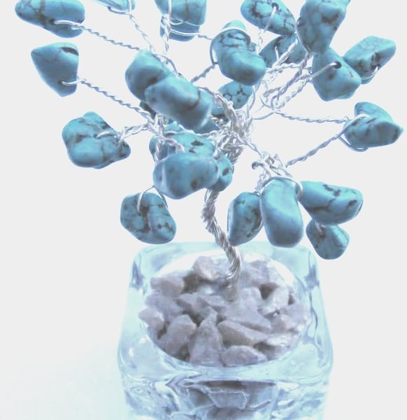 Handmade Aqua Magnesite Gemstone tree of Life.