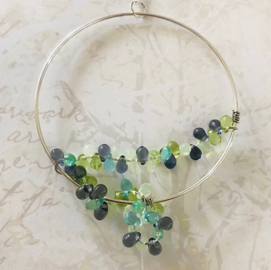 Hoop & Vine Statement Pendant Necklace
