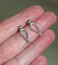 Silver argentium arc stud earrings, handmade recycled silver arc studs - Image 1