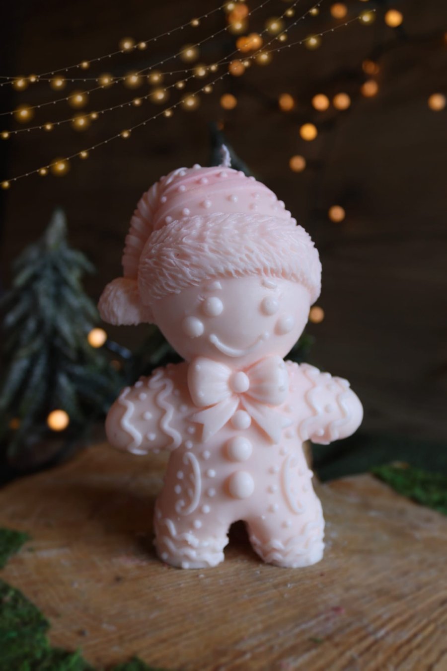 Gingerbread man candle organic decoration christmas gift