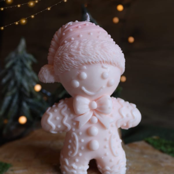 Gingerbread man candle organic decoration christmas gift