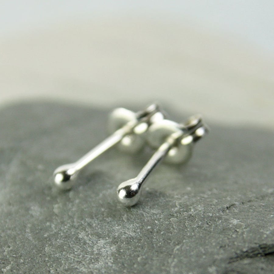 Tiny Stud Earrings Silver Ball Studs 1 Pair Tin Folksy