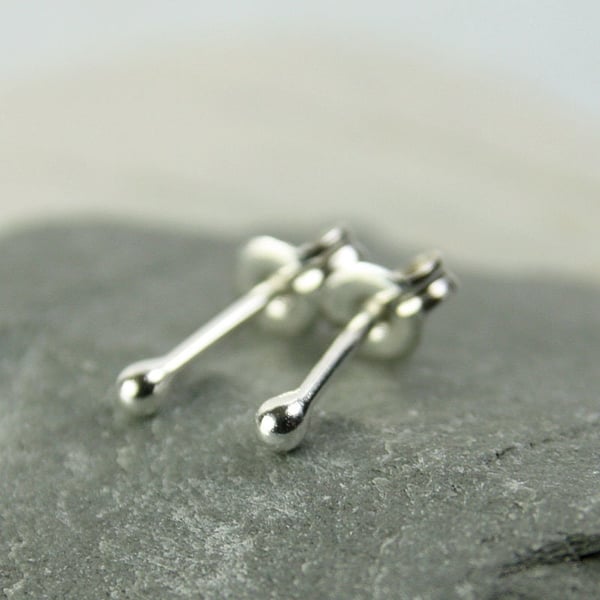 Tiny Stud Earrings Silver Ball Studs 1 Pair Tiny Dot Earrings Mini Studs Silver 