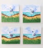 Handmade Seagull Sea Glass and Watercolour Mini Canvas Fridge Magnet - Image 4