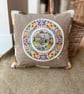 Autumn - rescued cross stitch and patchwork cushion