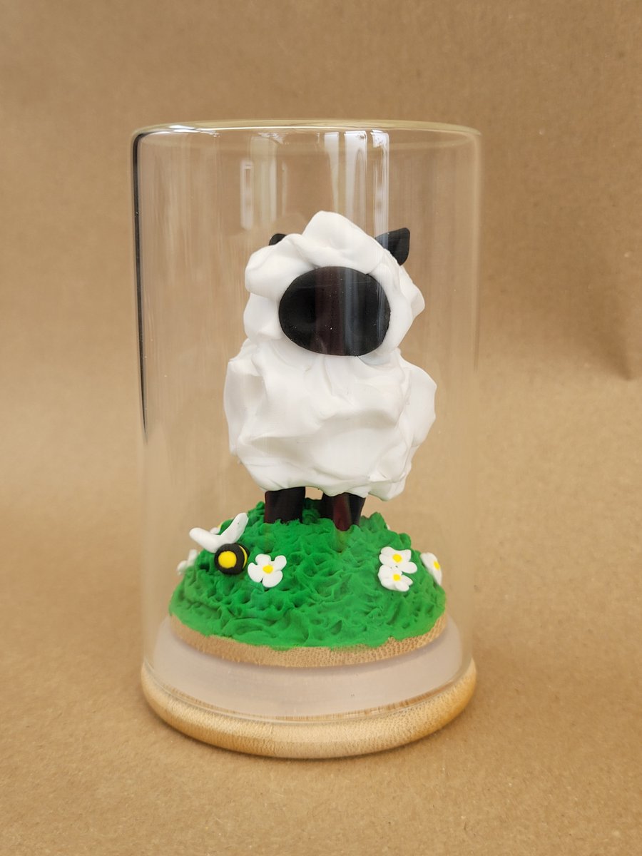 Bee happy Thinking of Ewe, handmade ornament in glass jar