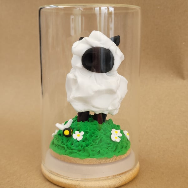 Bee happy Thinking of Ewe, handmade ornament in glass jar
