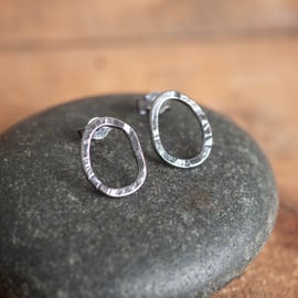 Urban Ocean Studs. Oxidised Textured Sterling Silver Stud Earrings