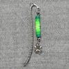 Patterned Metal Bookmark with Green Polymer Clay Heishi Beads and Clover Charm