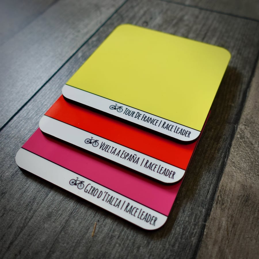 Grand Tours Cycling Coaster Set - Yellow Jersey Coaster - Cycling Gifts