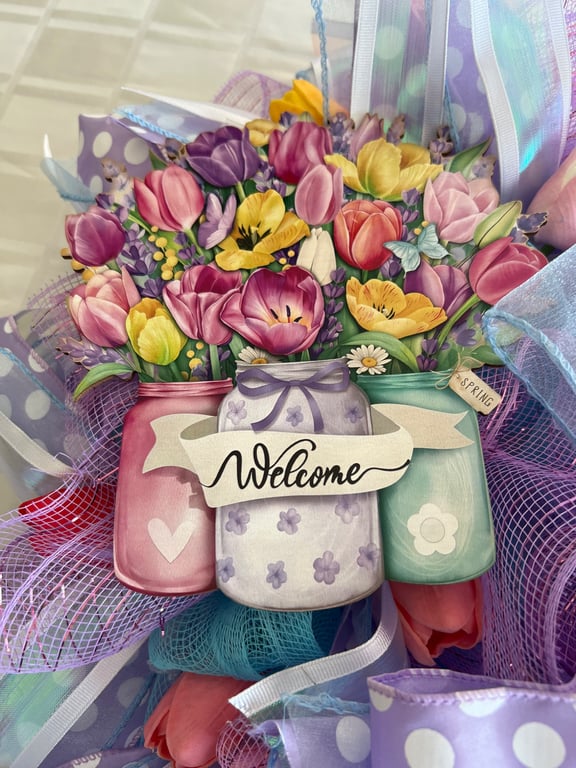 Tulip welcome door wreath