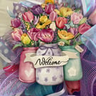 Tulip welcome door wreath