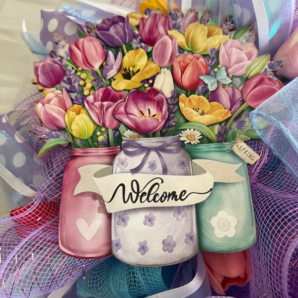 Tulip welcome door wreath