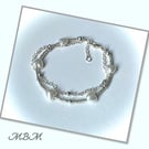 Silver Heart Bead & Chain Bracelet