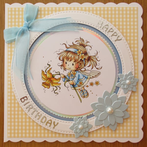 Fairy With Daffodil - 7x7" Birthday Card