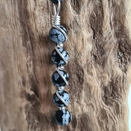Handmade 925 Silver & Snowflake Obsidian Necklace Pendant Chain & Gift Boxed