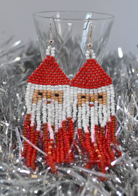 Long Santa Tassel Beadwork Earrings - Skin Tone No. 2
