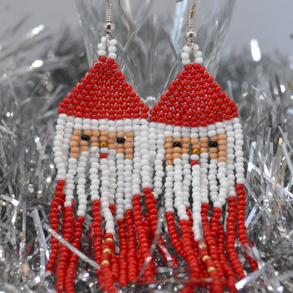 Long Santa Tassel Beadwork Earrings - Skin Tone No. 2